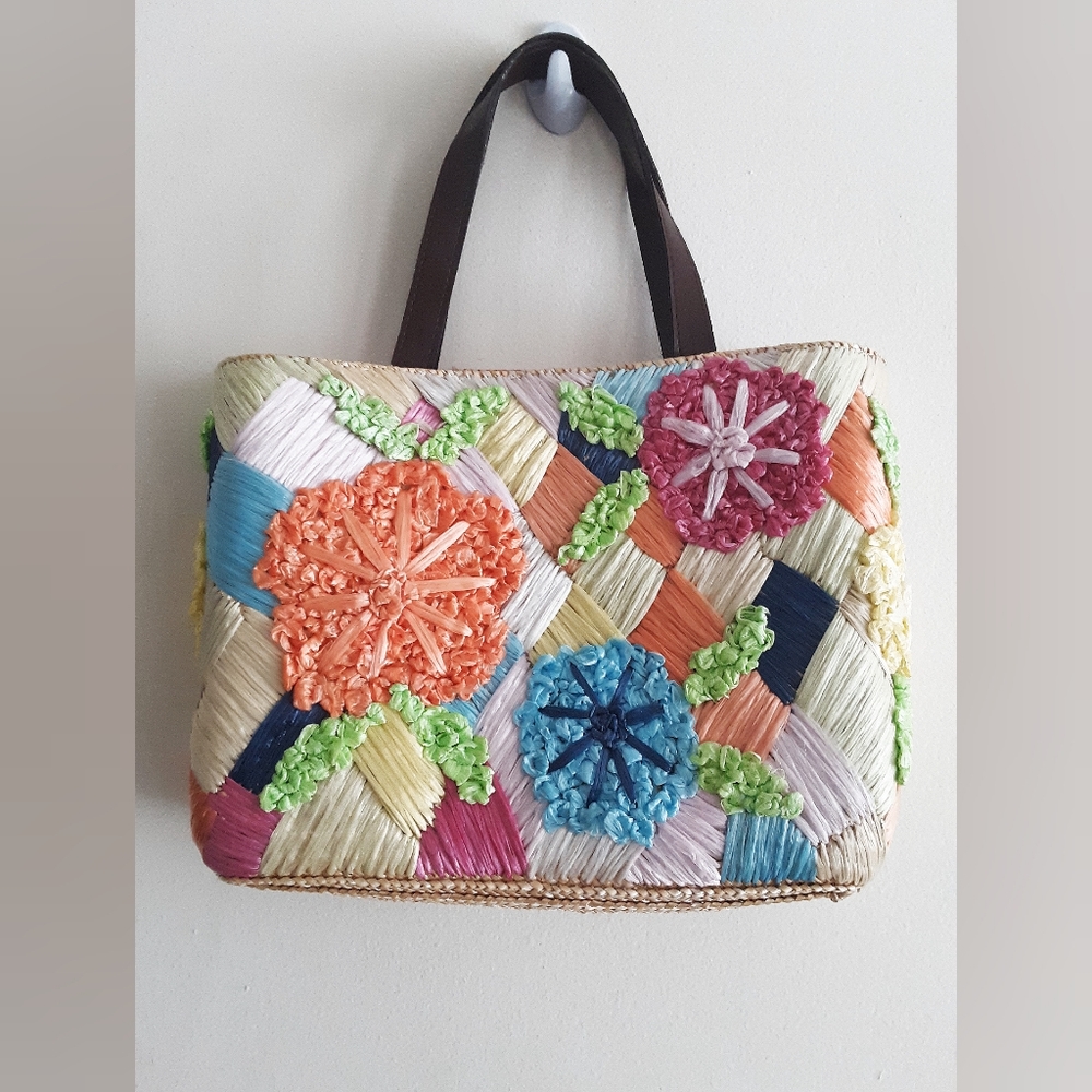 Red Fish Designs Colorful Straw Bag Purse - Picture 7 of 8